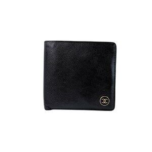 Chanel CC Logo Black Caviar Leather Bifold Wallet